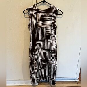 Calvin Klein Brown and White Geometric Midi Dress size 2